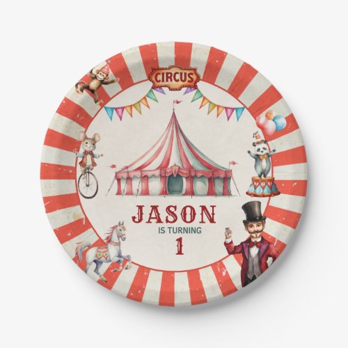 Vintage Circus Carnival Birthday Plate