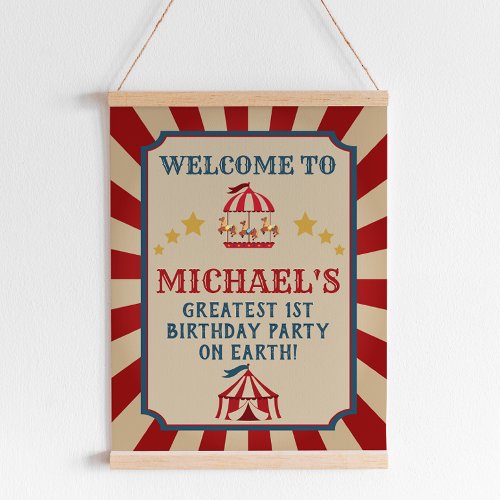 Vintage Circus Carnival Birthday Welcome Sign