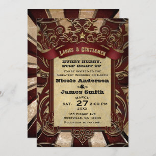 Vintage Circus Carnival Elegant Showtime Wedding Invitation