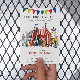 Vintage Circus Carnival Festival Show Kid Birthday Invitation