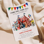 Vintage Circus Carnival Festival Show Kid Birthday Invitation<br><div class="desc">Transform your child's birthday celebration into a dazzling circus spectacle with our Circus Kids Birthday Invitation! Featuring modern vintage illustrations,  these editable invitations make it easy to personalize for any age and gender. Perfect for carnival and festival-themed birthdays,  your party will be one for the ages!</div>