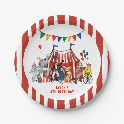 Vintage Circus Carnival Festival Show Kid Birthday Paper Plates