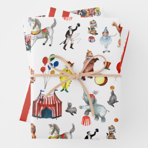 Vintage Circus Carnival Festival Show Kids Gift Wrapping Paper Sheets
