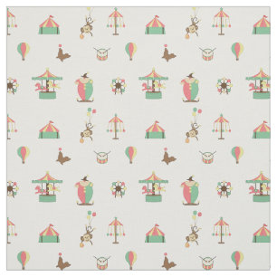 Vintage Circus Carnival Nursery Decor Clown Monkey Fabric