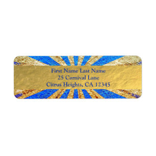 Vintage Circus Carnival Royal Blue Gold Foil Party Label