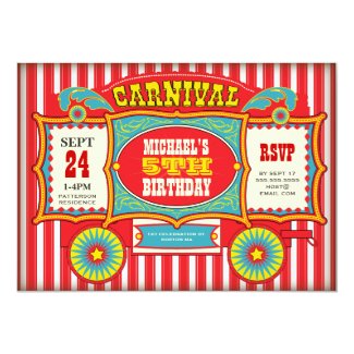 Vintage Circus Carnival Wagon Birthday Party Card