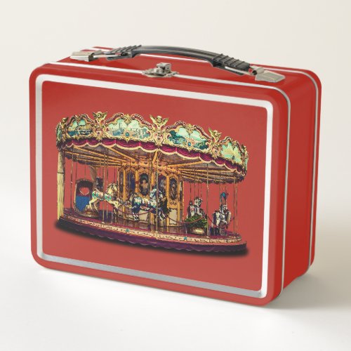 Vintage Circus Carousel  Metal Lunch Box