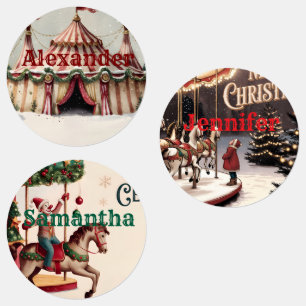 Vintage Circus Christmas Gift Tags Labels