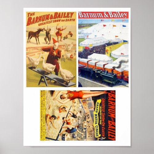 Vintage Circus Clown Acrobat Animals art collage  Poster