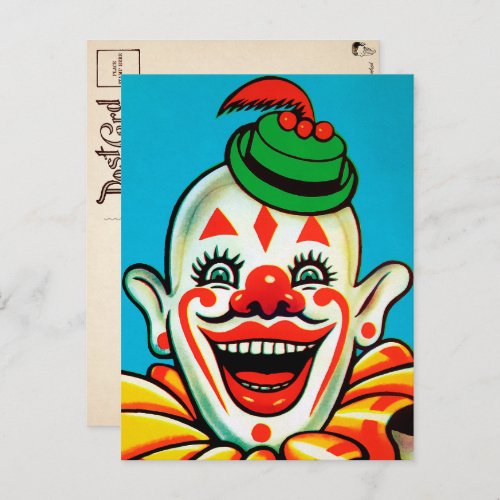Vintage Circus Clown Art Postcard