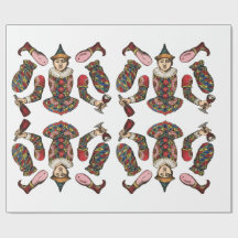 Vintage circus clown Jester boy paper doll art