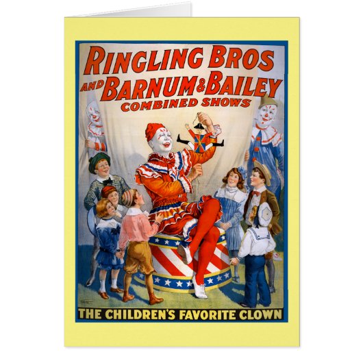 Vintage Circus Clown Show Cards (Front)