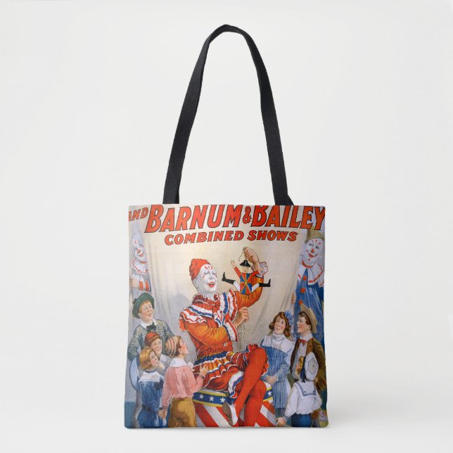 Vintage Circus Clown Show Tote Bag (Front)