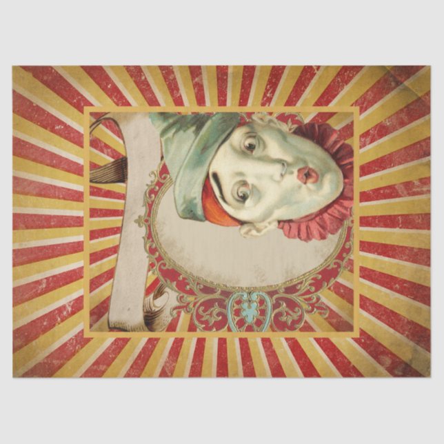 Vintage Circus Clown Tissue Paper (Front)