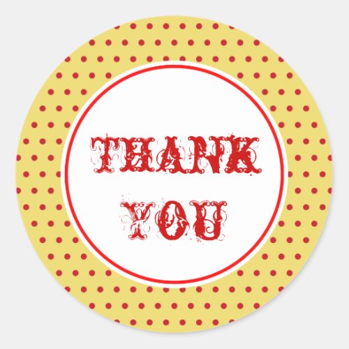 Vintage Circus Dots Thank You Stickers