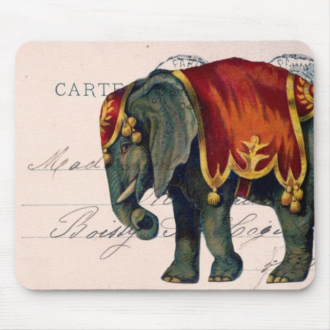 Vintage Circus Elephant Mouse Pad (Front)