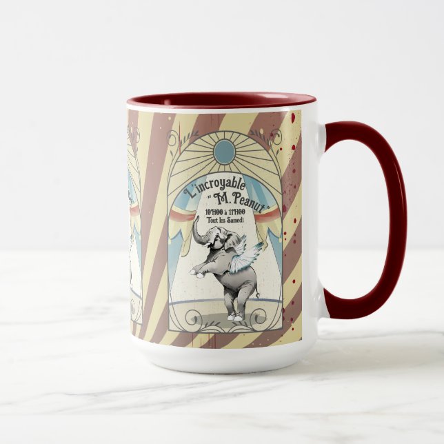 Vintage circus elephant performing animal French Mug (Right)