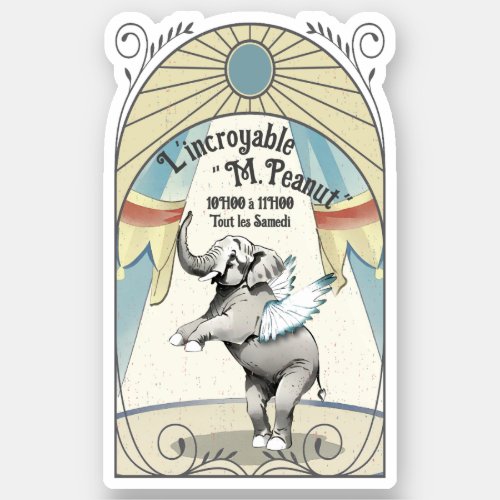 Vintage circus elephant performing animal French Sticker