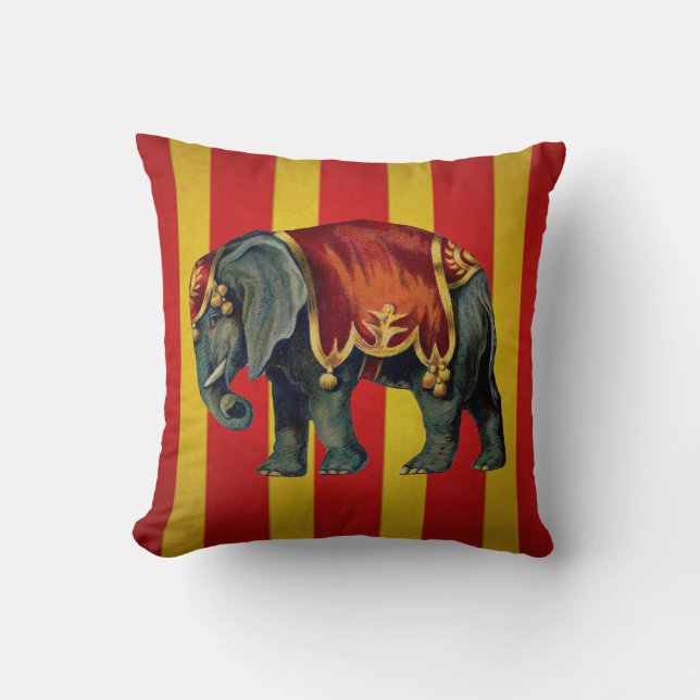 vintage circus elephant pillow (Front)