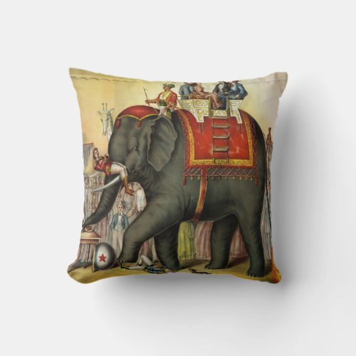 Vintage Circus Elephant Throw Pillow - Vintage Circus Elephant Throw Pillow