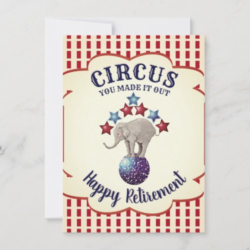 Vintage Circus Elephants Funny Retirement Card