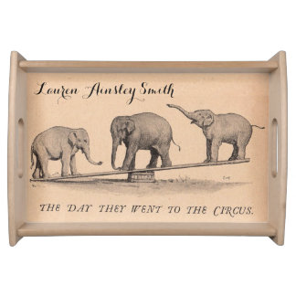 Vintage Circus Elephants Personalized Serving Tray