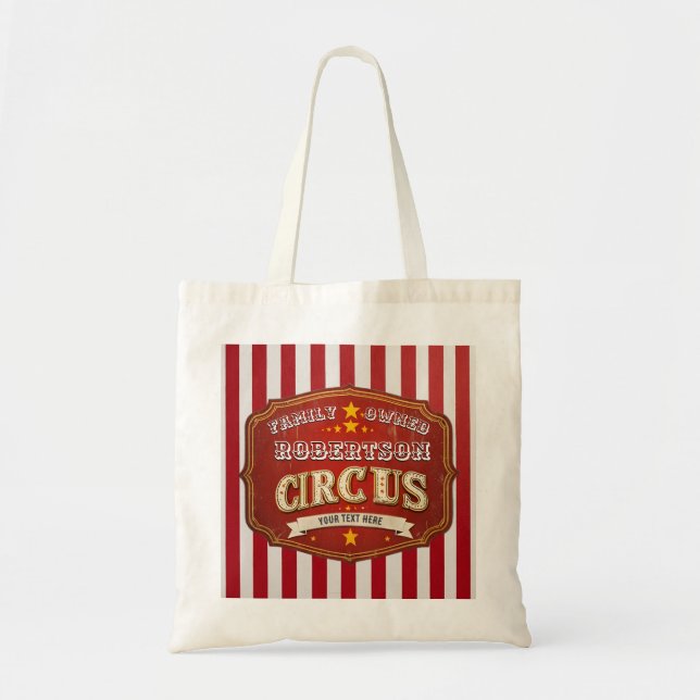 Vintage Circus Family Tote – Custom Fun Fair Strip Bag (Front)