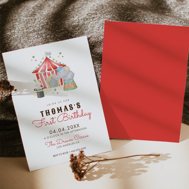 Vintage Circus First Birthday Party Invitation (Creator Uploaded)