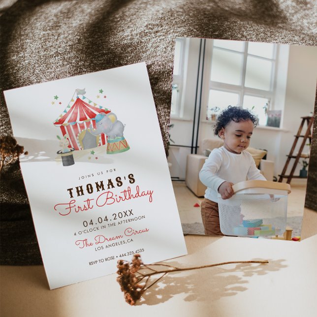 Vintage Circus First Birthday Party Invitation (Creator Uploaded)