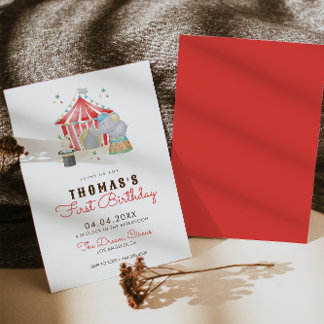 Vintage Circus First Birthday Party Invitation