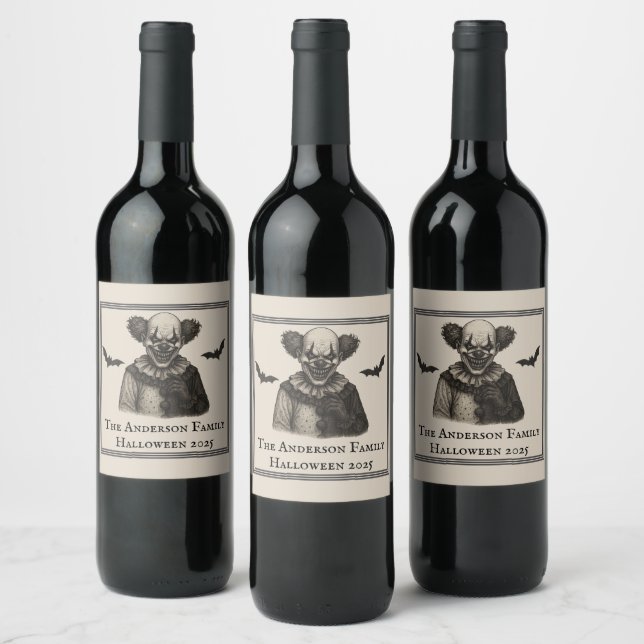 Vintage Circus | Haunted Carnival Theme Halloween  Wine Label (Bottles)