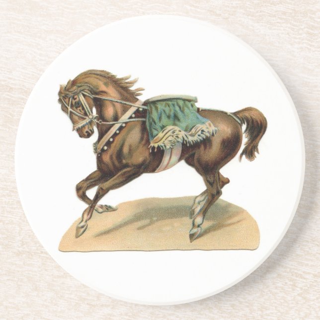 Vintage Circus Horse Sandstone Coaster (Front)