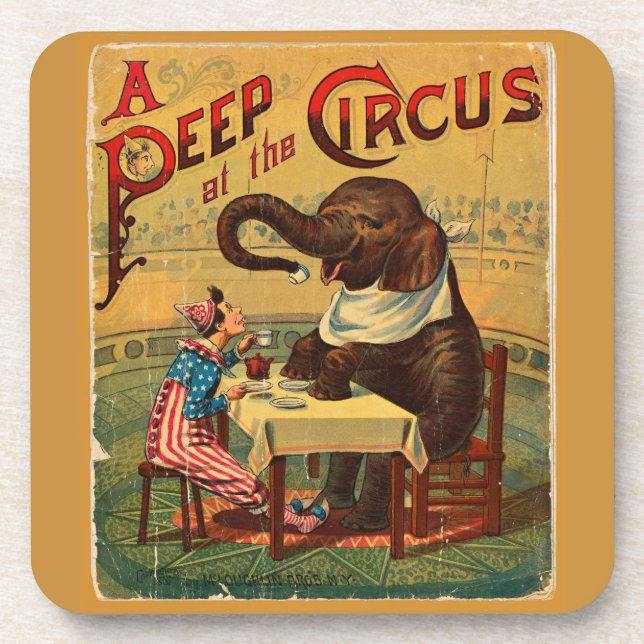 Vintage Circus Illustration Art Old Antique Beverage Coaster (Front)