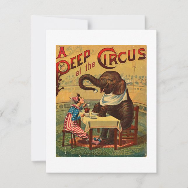 Vintage Circus Illustration Art Old Antique Card (Front)