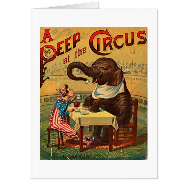 Vintage Circus Illustration Art Old Antique Card (Front)