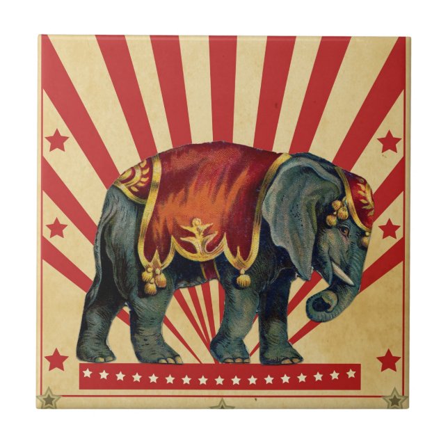 Vintage Circus Illustration Art Old Antique Ceramic Tile (Front)
