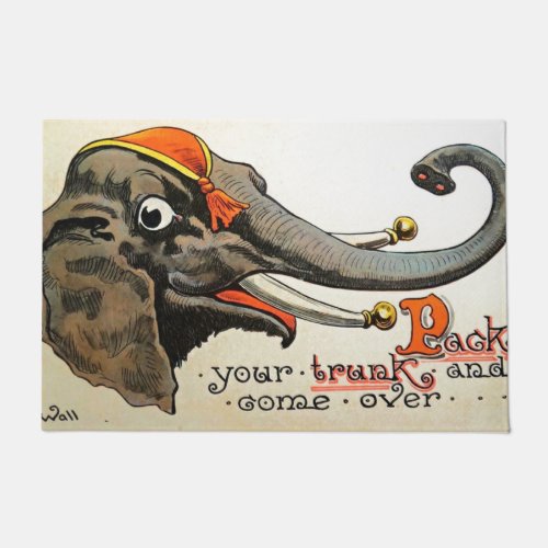 Vintage Circus Illustration Art Old Antique Doormat