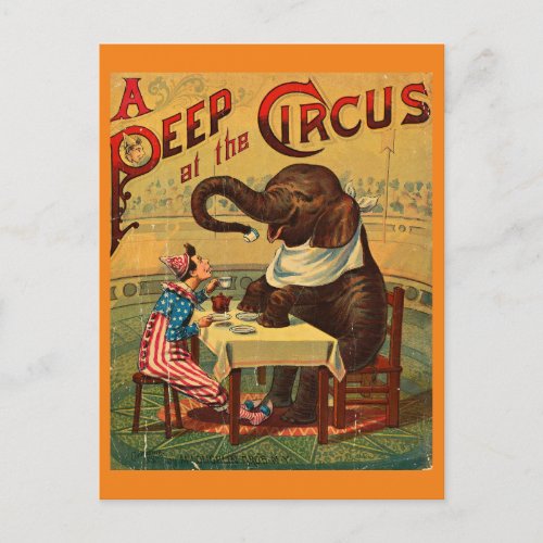 Vintage Circus Illustration Art Old Antique Holiday Postcard