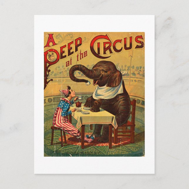 Vintage Circus Illustration Art Old Antique Holiday Postcard (Front)