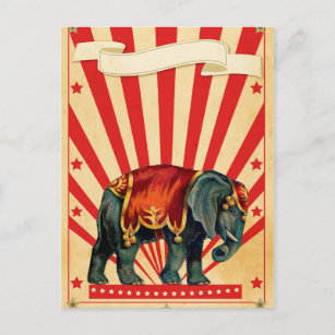 Repro Postcard Vintage Circus Scene w/ Elephant & Giraffe Barnum 