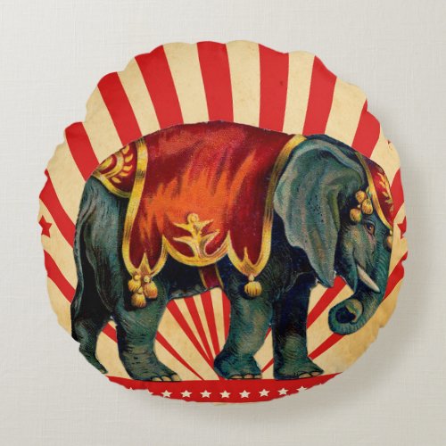 Vintage Circus Illustration Art Old Antique  Round Pillow