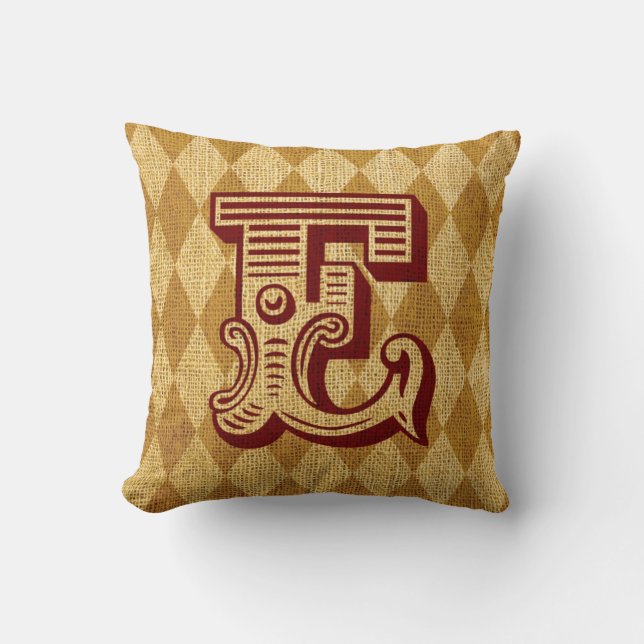 Vintage Circus Letter E Throw Pillow (Front)