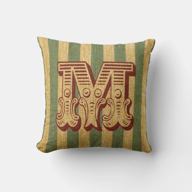 Vintage Circus Letter M Throw Pillow (Front)