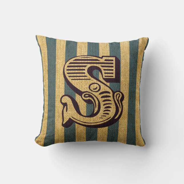 Vintage Circus Letter S Throw Pillow (Front)