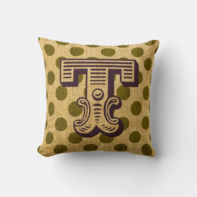 Vintage Circus Letter T Throw Pillow (Front)