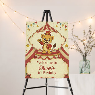 Vintage Circus Lion Cub Birthday Welcolme Sign