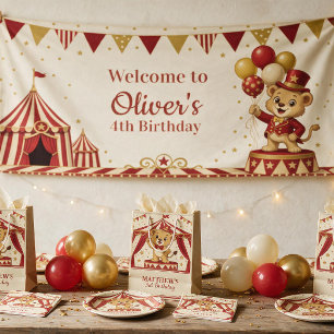 Vintage Circus Lion Cub Personalized Welcome Banner