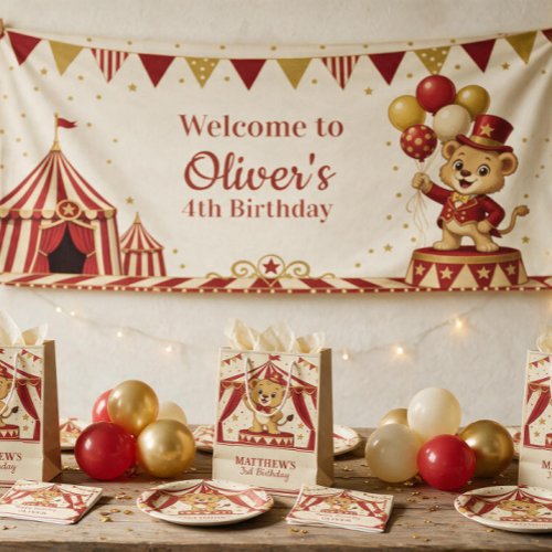 Vintage Circus Lion Cub Personalized Welcome  Banner