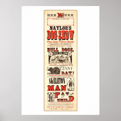 Vintage Circus Naylors Dog Show with Giant Rats Poster