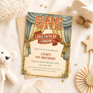 Vintage Circus One Spectacular Show First Birthday Invitation